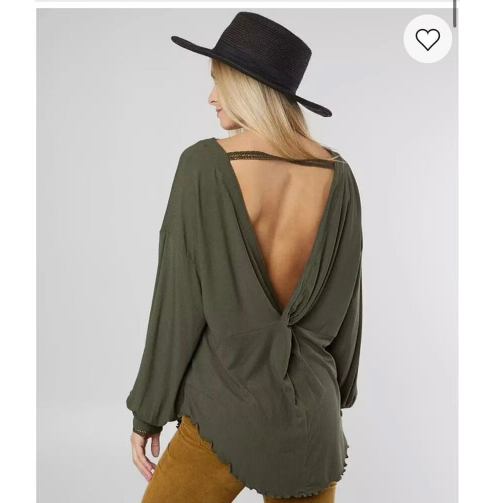 Free people Shimmy Shake Top open back in green size small